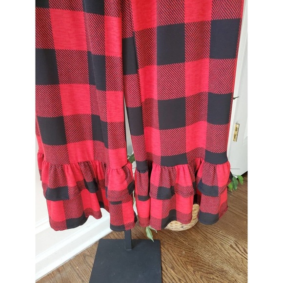 Chic Soul Womens Red Black Check Polyester Casual Elastic Waist Pants Size XL - Picture 4 of 9